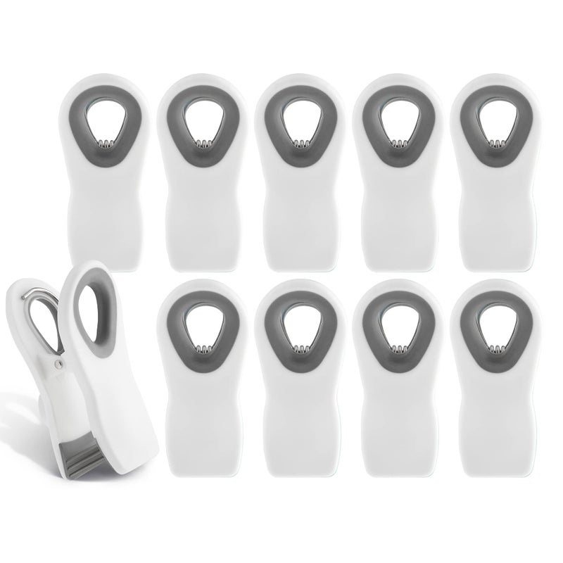 COOK WITH COLOR Bag Clips with Magnet- Food Clips, Chip Clips, Bag Clips for Food Storage with Airtight Seal Grip for Bread Bags, Snack Bags and Food Bags (White, Pack of 10) - Image 1